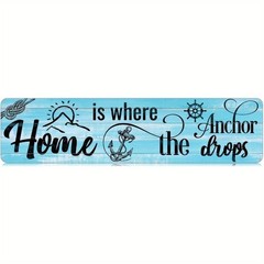 Vintage Nautical Anchor Quote Metal Sign Coastal Wall Art Hanging Decoration