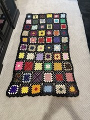 Handmade Afghan Crochet Acrylic Blanket Granny Square Throw Roseanne 80” X 44”