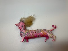 Dog Figure PINK BEDAZZLED WEINIE DOG