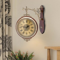 Double Sided 12″ Wall Clock Antique Style Railway Station Wall Decor Gift Home