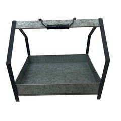 Galvanized Metal Caddy Rustic Farmhouse Industrial Storage Tray Black Frame 16in