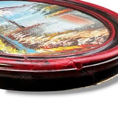 Vintage Four Seasons Impasto Oil Paintings Set 4 Oval Framed Landscape Wall Art