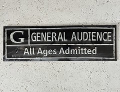 New Sealed G General Audience All Ages Admitted Metal Sign Home Movie Theater