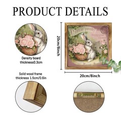 Easter Desktop Decoration Peony Bunny Plaque Shabby Chic Farmhouse Home Accent