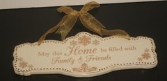 Family and Friends Ceramic Wall Hanging Gold Tone Accents New Home Decor Gift