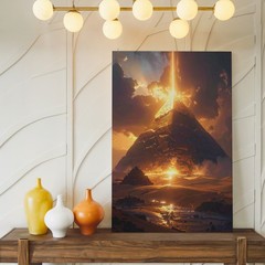 Wall Art Canvas a Glowing Egyptian Pyramid Stands Amidst a Vast Mystical