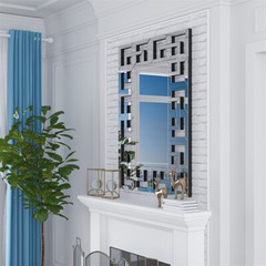 Elegant Wall Mirror with Beveled Geometric Mirror HD Horizontal/Vertical Hanging