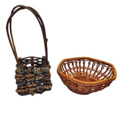 Vintage Basket Set Rustic Handwoven Wicker Twig Decorative Boho flower girl
