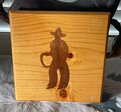 Western Plaque 7 x 6.75 in Cowboy Inlay Wooden Beveled Edge Decor Crafts