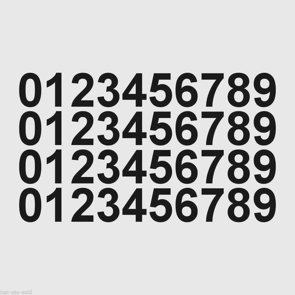 0-9 Numbers – Set of 40 Vinyl Sticker Decals 3/4″ Tall – Select Color