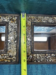 Set 2 Crackle Glass Mosaic Frames 6” Square Brown White Black Decor