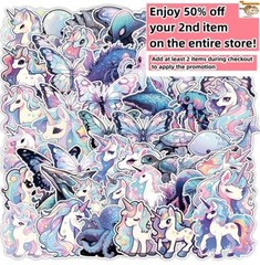 50 Pcs Stickers Cute Unicorns Laptop Luggage Graffiti Fridge Phone Car Vinyl