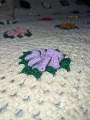 Absolutely STUNNING Handmade “3D” Multicolored Throw Blanket. Approx 63 X 66.
