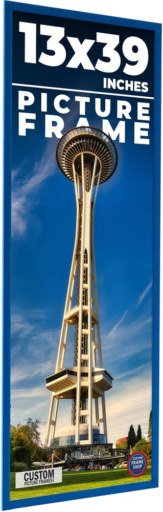 13×39 Frame Blue Solid Wood Picture Frame Width 0.75 Inches | Interior Frame Dep