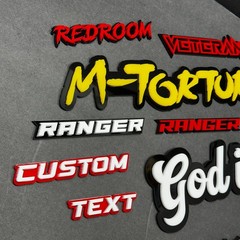 Custom Lazer Cut Car Acrylic Emblem Badge MULTI COLOR Customized Text Names!