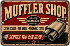 Retro Muffler Shop Sign Custom Exhaust Pipe Bending Garage Decor Metal 8×12