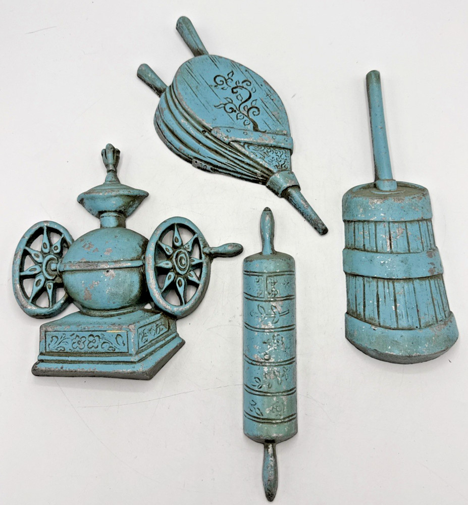 Vintage Sexton Kitchen Wall Cast Metal Farmhouse Country Set Of 4 1966 7”-9”