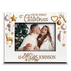 Personalized Our First Christmas as Mr. & Mrs. Picture Frame, New Couple Gift
