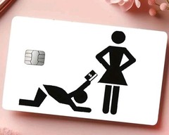 Funny Man Giving Woman His Credit Debit Card Sticker Skin SHOW ME THE MONEY