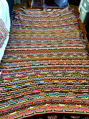Vintage Hand Made in 1950s Multi-color Afghan 96″ x 65″ VIBRANT COLORS, HEAVY