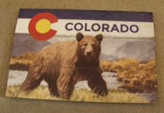 wood slat sign Colorado w/ bear, CO logo & name 18″ x 12″ x 1″