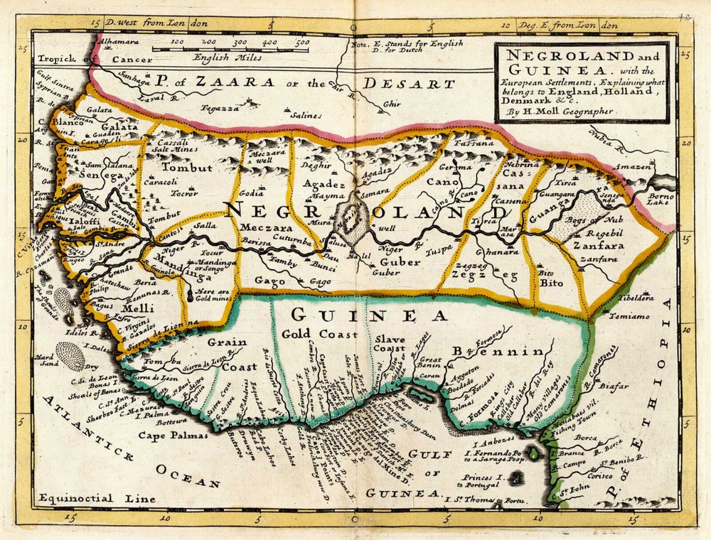 Negroland and Guinea Map 1736 West African American History Slave Trade Poster