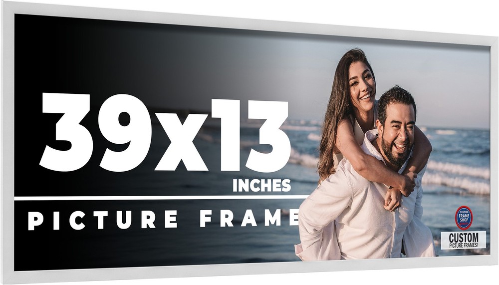 39×13 Frame White Real Wood Picture Frame Width 0.75 inches | Interior Frame Dep