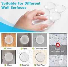 Door Stoppers Wall Protector, 6 Pcs 2″ Strong 2″L x 2″W x 0.32″Th, Clear
