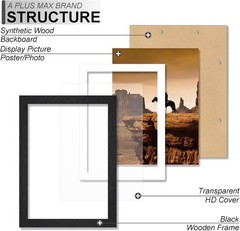 5×7 Picture Frame Set of 2, Black Engineered Wood Frame for 5 x 7 Inch Pictur…
