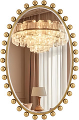 Antique Gold Beveled Oval Mirror – 24″x36″ Decorative Wall Accent