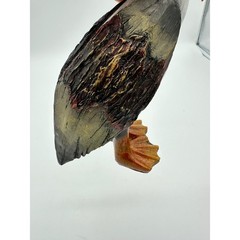 Pelican Figurine Coastal Nautical Hand Painted Rustic Decor White Brown 13in