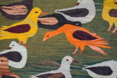 4.5ft Handwoven Bird Tapestry – Colorful Nature Wall Hanging Art – Woven Kilim