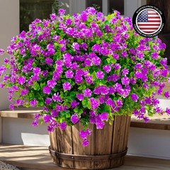 Pet-Friendly Magenta Artificial Plants – 12 Bundles of Easy Care Outdoor Flowers