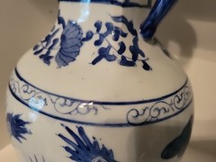 Asian Chinoiserie Vase Dragons Large Three Hands Corp Ceramic Blue White decor