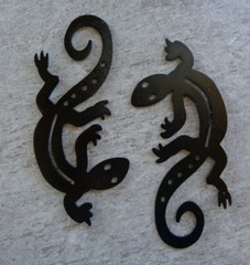 Small Southwestern Pair of Lizards Plasma Cut Metal Wall Art Different Colors