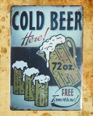 home bedroom design Cold Beer here cafe bar pub tin metal sign
