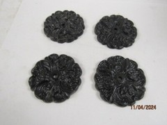 ROSETTE CAST IRON METAL BLACK DECORATIVE 2-1/2″ ROUND MEDALLION TIEBACK (LOT/4)