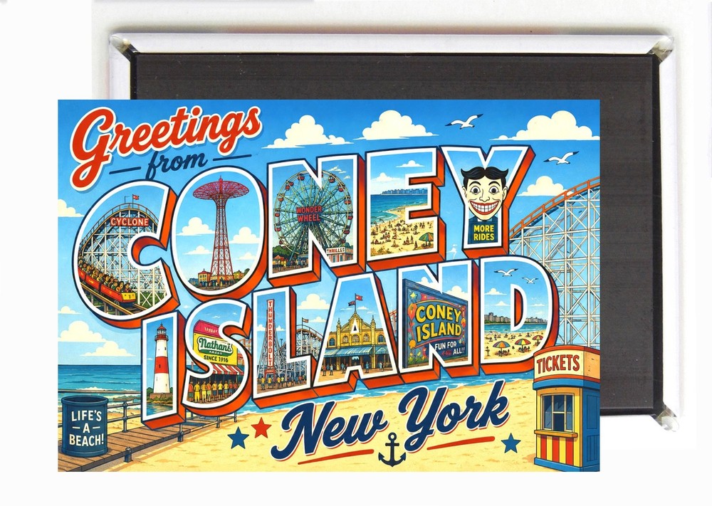 Greetings from Coney Island New York FRIDGE MAGNET travel souvenir “style Z”