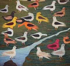 4.5ft Handwoven Bird Tapestry – Colorful Nature Wall Hanging Art – Woven Kilim