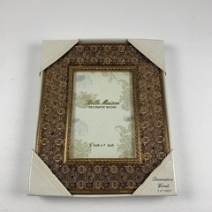 Belle Maison Decorative Woods Metallic Gold Embossed & Jeweled 5x7in Frame 6134
