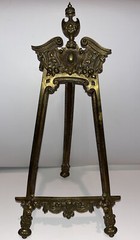 Antique Brass Easel w/ Cherubs Neoclassical Large 17”