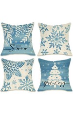 Fahrendom Winter Snowflake Decorative Throw Pillow Covers 20 x 20 Set of 4, Let