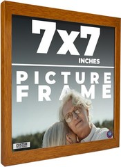 7×7 Honey Brown Real Wood Picture Frame Width 0.75 inches | Interior Frame Depth