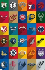 Basketball TEAMS Wall Vinyl Decal Poster PRINT Removable Adhesive