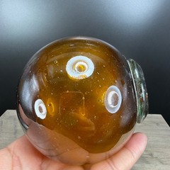 Hand Blown Amber Glass Spheres Opaque Seeded Art Glass Globes Set Fishing Ball