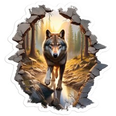 Timber Wolf in Stream – Vinyl Decal Sticker – Car Window Laptop – #66