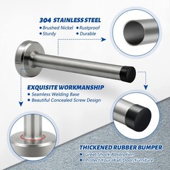 4 Inch Silver Long Door Stopper Wall Mounted Stainless Steel Brushed Nickel