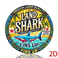 8×8 Vintage Aluminum Tin Metal Sign Land Shark Tropical Beach Art