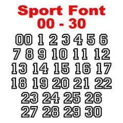 00 – 30 Sport Font Number Set – Vinyl Decal Stickers Numbers Select Color & Size