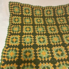Vintage Handmade CROCHETED Throw BLANKET AFGHAN BOHO GRANNY Squares 44″ X 60″